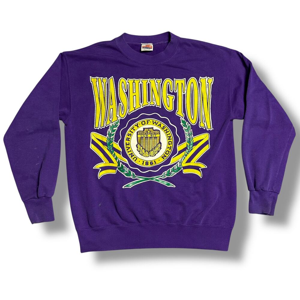 Vintage 90s University of Washington Sweatshirt Purple Nutmeg Tag USA Made Sz